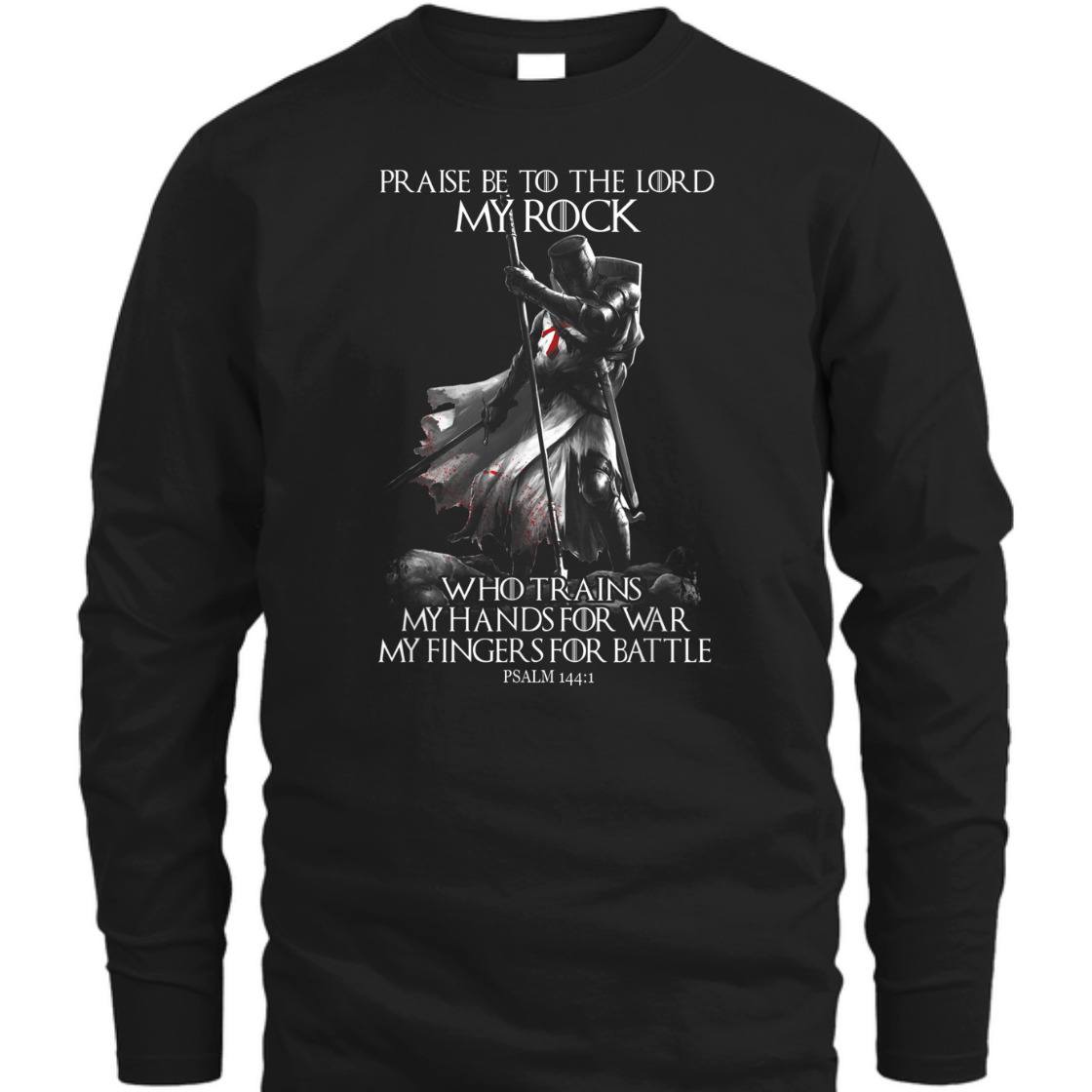 Knight Templar Praise Be To The Lord My Rock Armor Of God Knight Templar T-Shirt Psalm 144:1