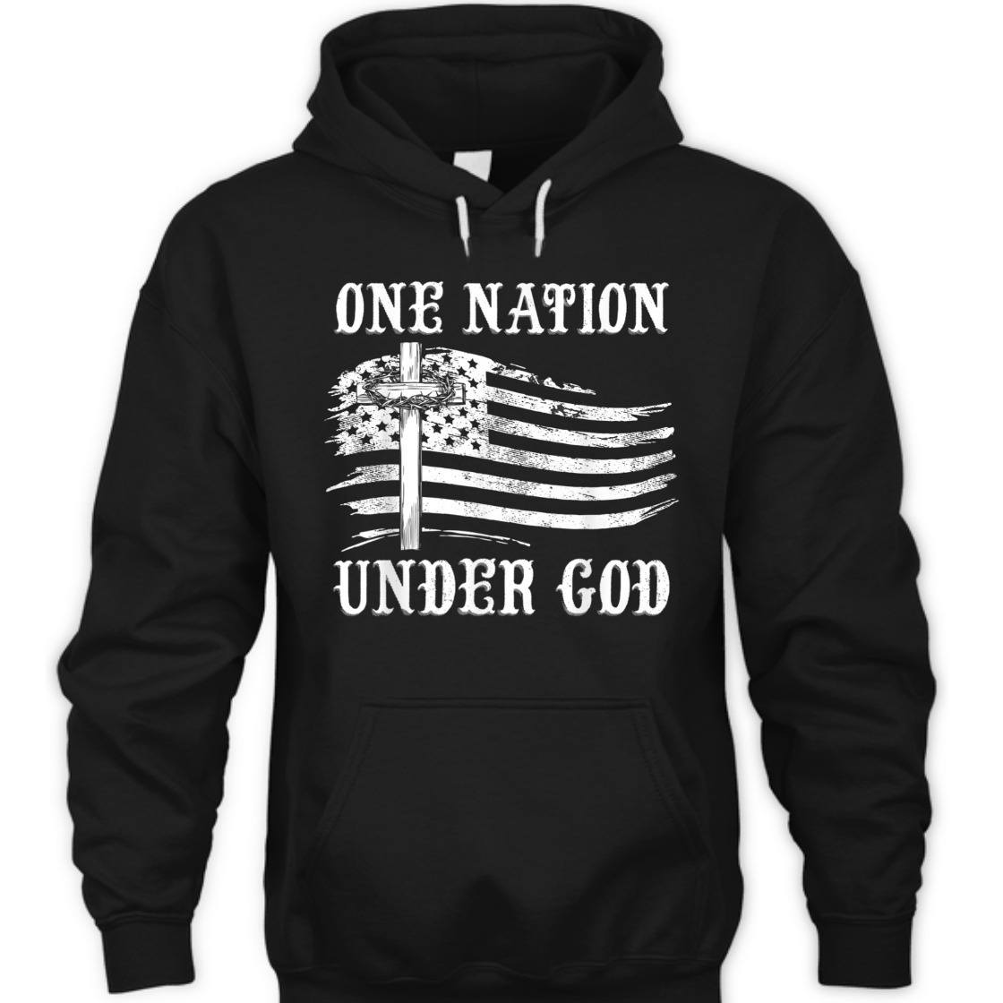 One Nation Under God With US American Flag Independence Day T-Shirt One Nation Under God With US American Flag Independence Day T-Shirt