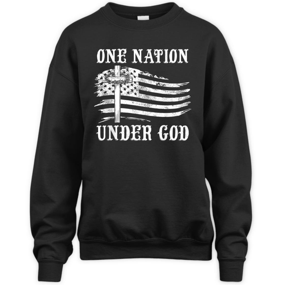 One Nation Under God With US American Flag Independence Day T-Shirt One Nation Under God With US American Flag Independence Day T-Shirt