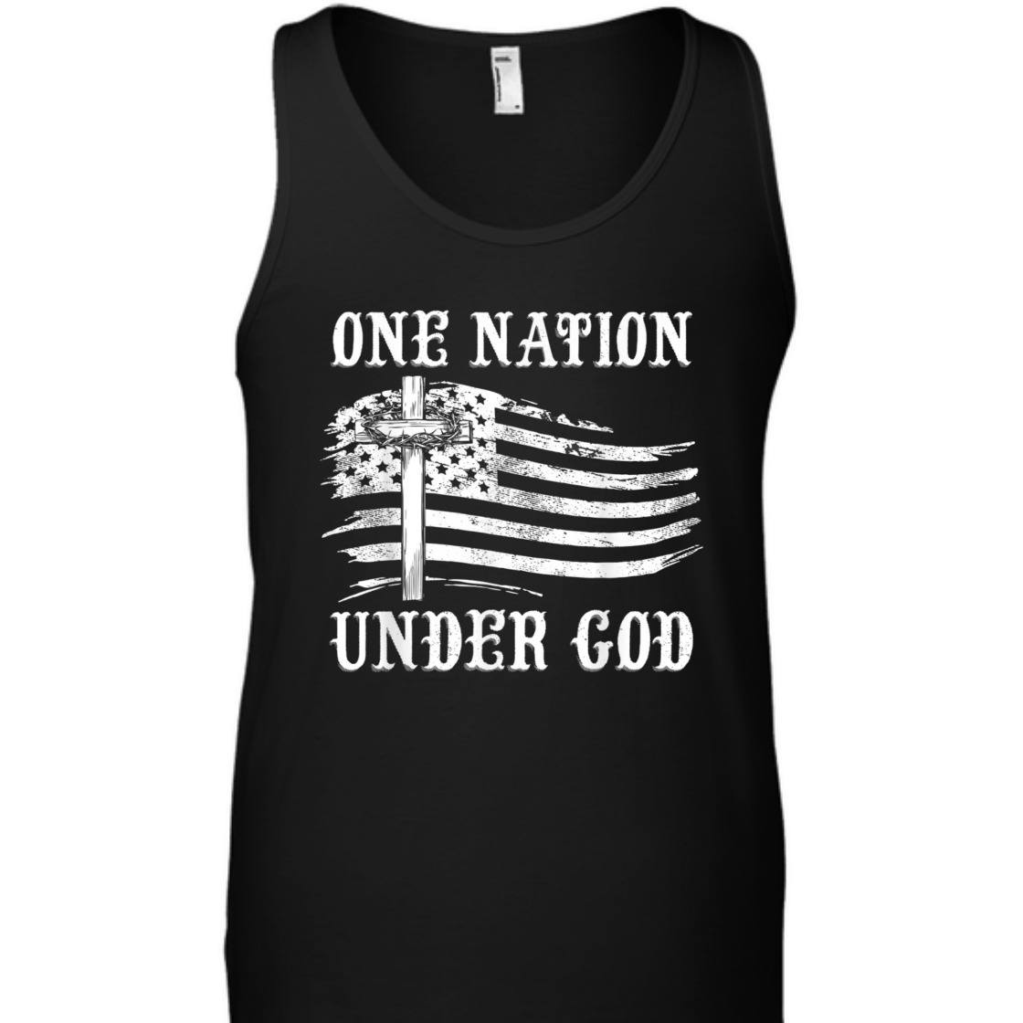 One Nation Under God With US American Flag Independence Day T-Shirt One Nation Under God With US American Flag Independence Day T-Shirt