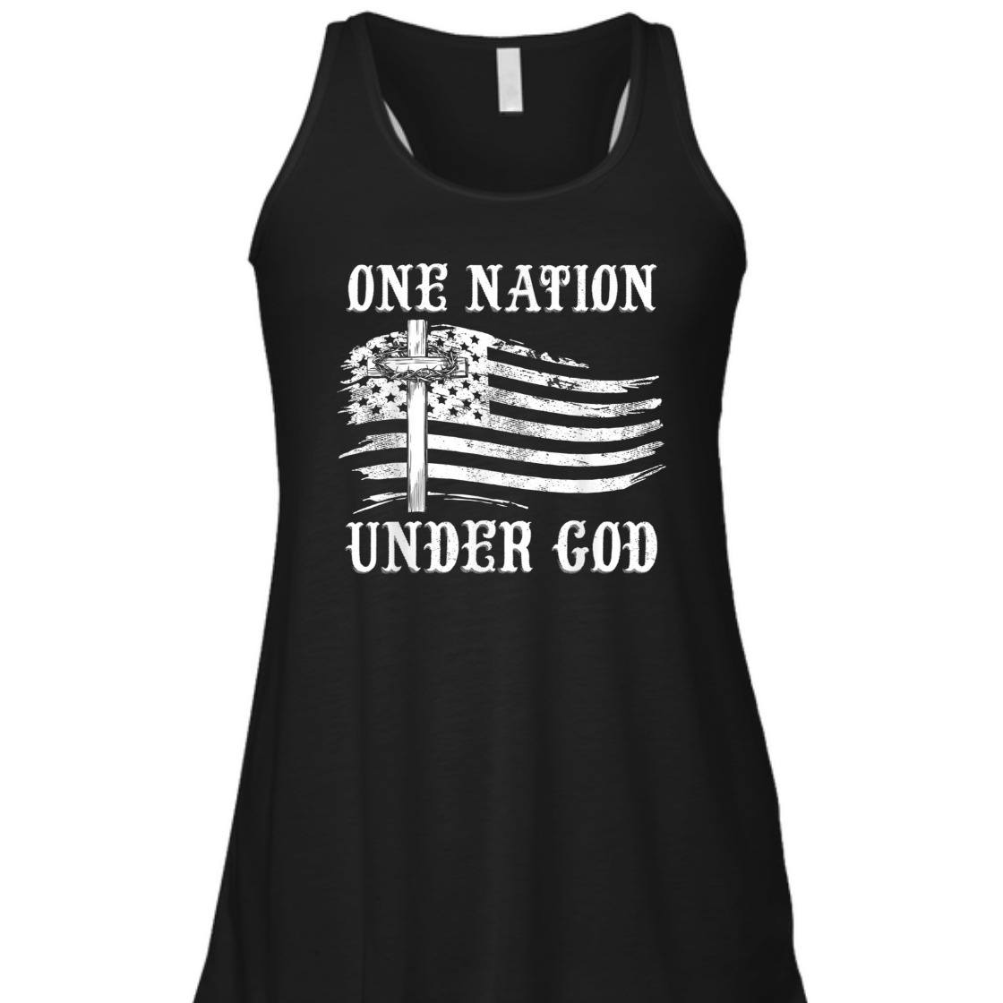 One Nation Under God With US American Flag Independence Day T-Shirt One Nation Under God With US American Flag Independence Day T-Shirt