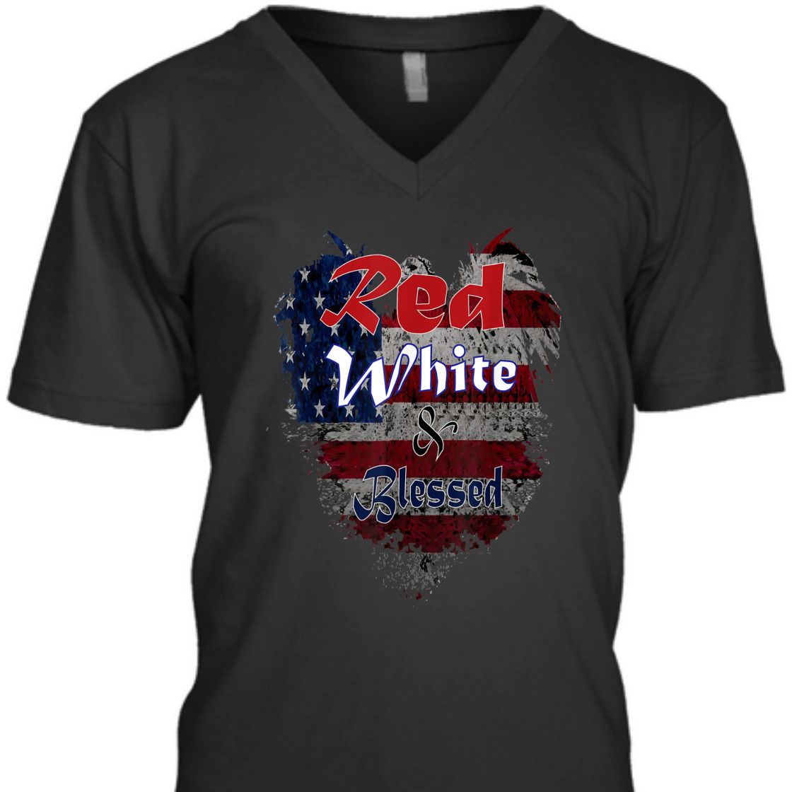 Red, White And Blessed With US Flag 4th Of July Independence Day T-Shirt Red, White And Blessed With US Flag 4th Of July Independence Day T-Shirt