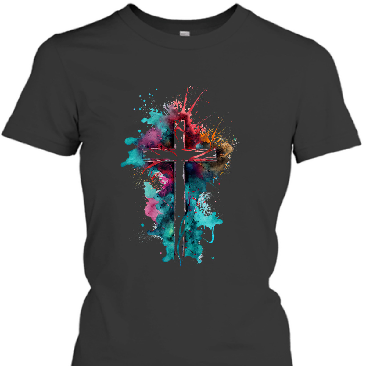 Christian Cross Watercolor Illustration Unique T-Shirt Christian Cross Watercolor Illustration Unique T-Shirt
