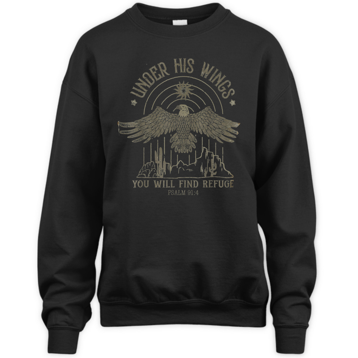 Bible Verse T-Shirt Eagle Psalm 91:4 Under His Wings You Will Find Refuge