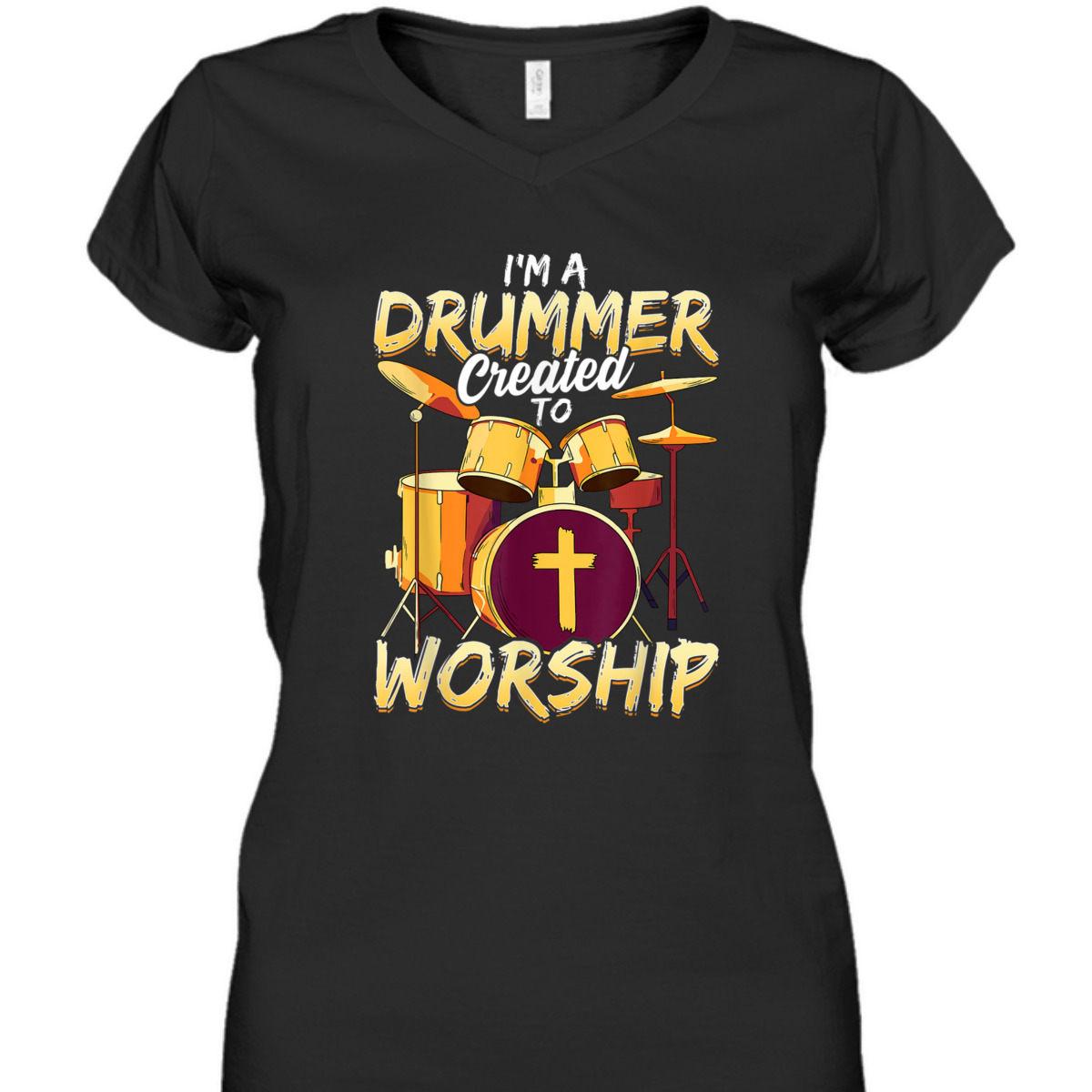 Christian Drummer T-Shirt I'm A Drummer Created To Worship