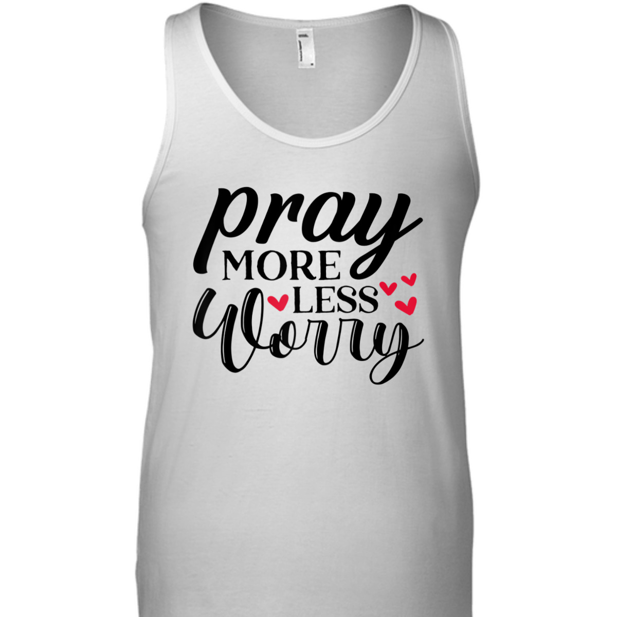 Cute Pray More Worry Less T-Shirt Inspirational Christian Faith Gift