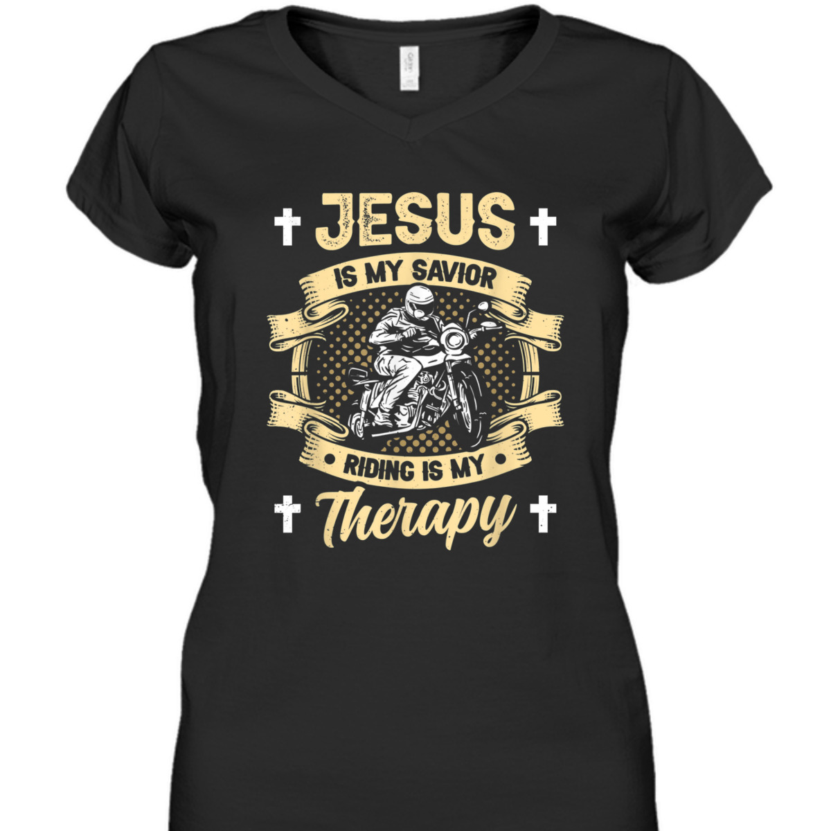 Jesus Is My Savior Riding Is My Therapy T-Shirt Motorcycle Biker Gift