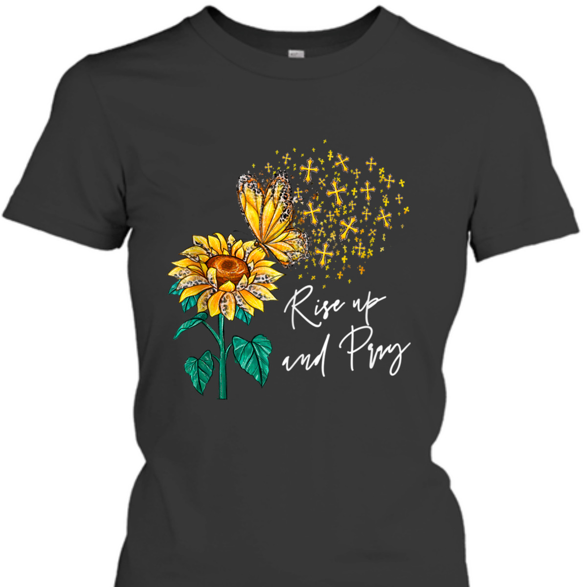 Rise Up And Pray Jesus T-Shirt Sunflower Christian Religious Cross Rise Up And Pray Jesus T-Shirt Sunflower Christian Religious Cross