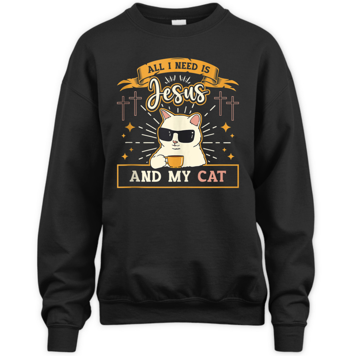 All I Need Is Jesus And My Cat Funny Christian T-Shirt For Cat Lovers