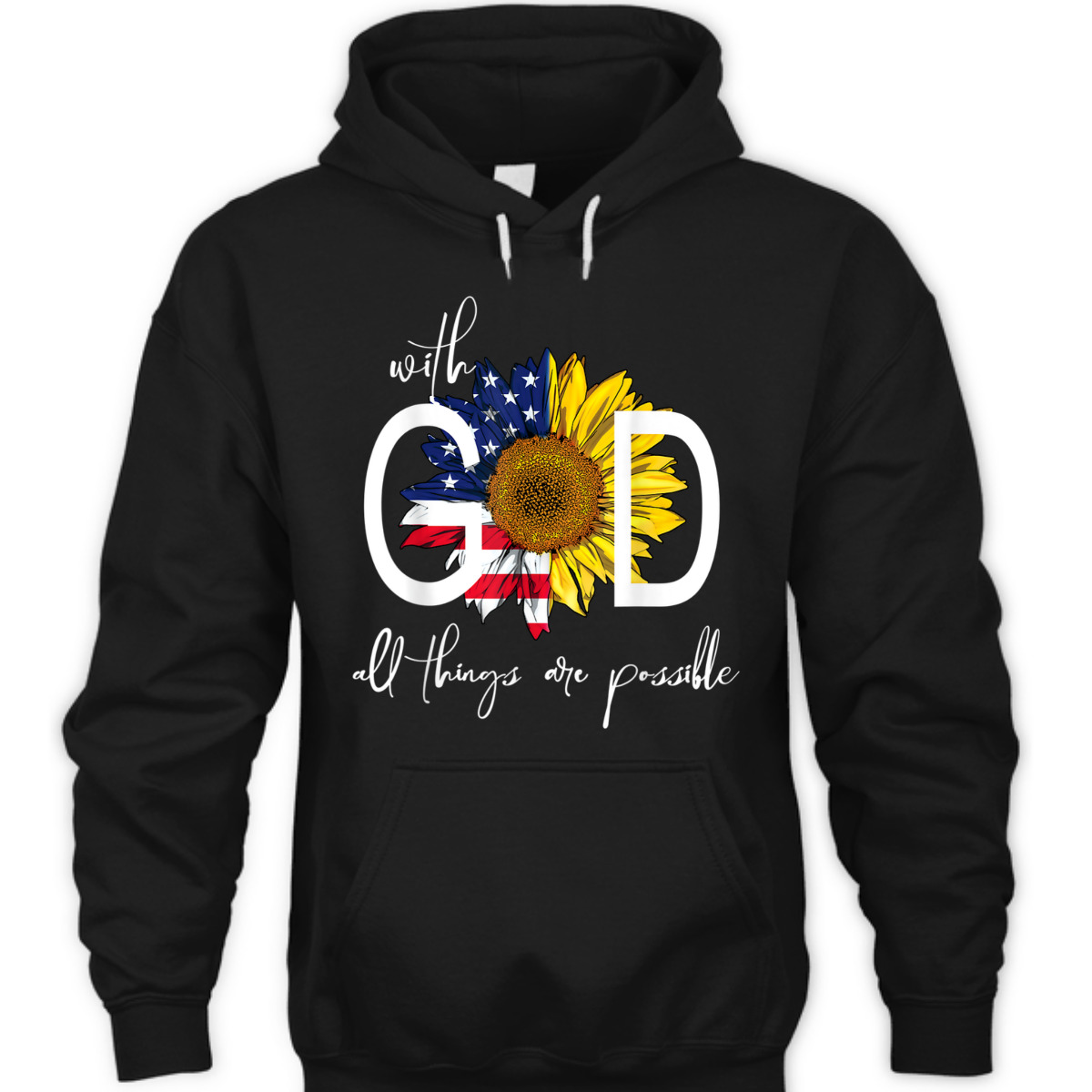 Patriotic Christian USA Flag With God All Things Are Possible T-Shirt