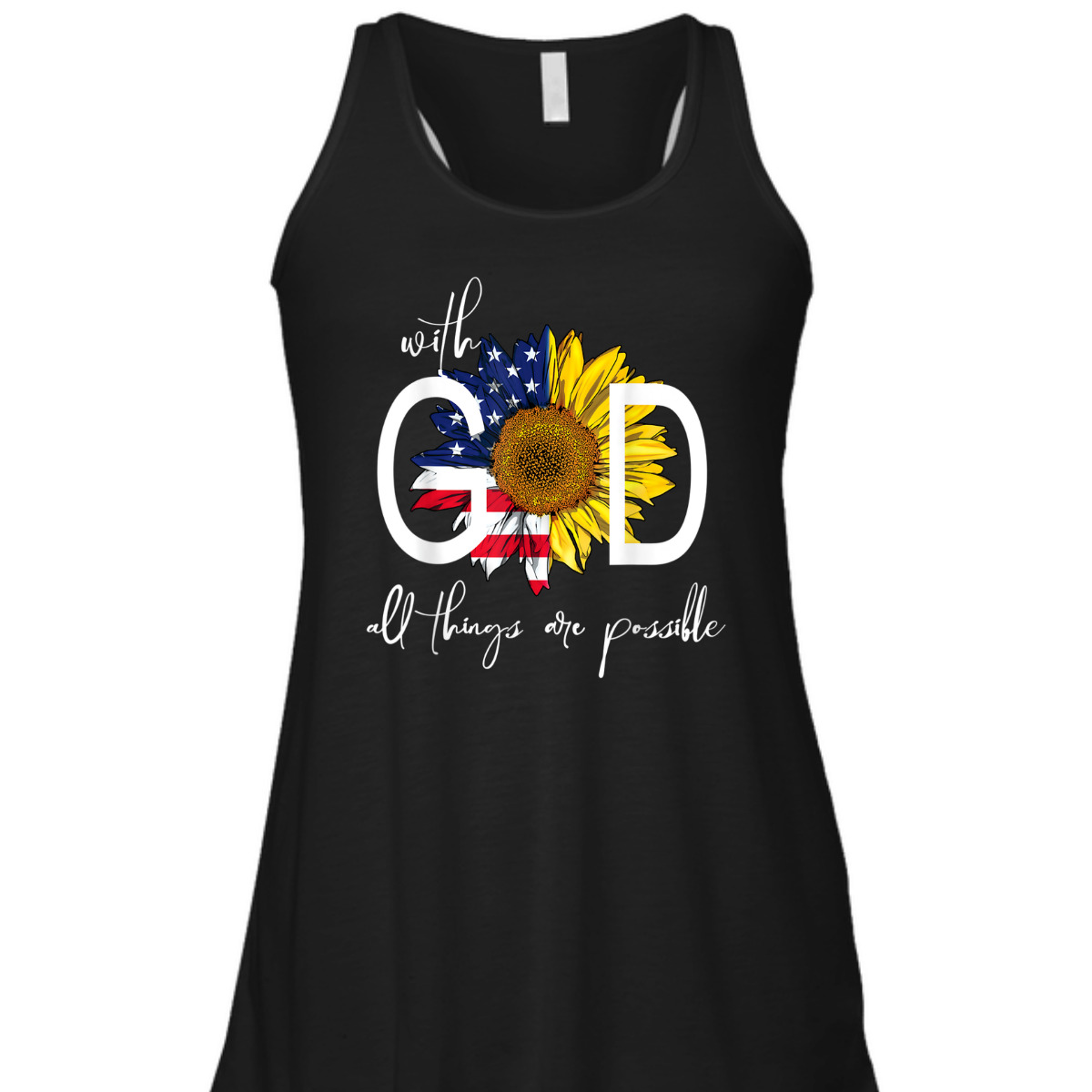 Patriotic Christian USA Flag With God All Things Are Possible T-Shirt