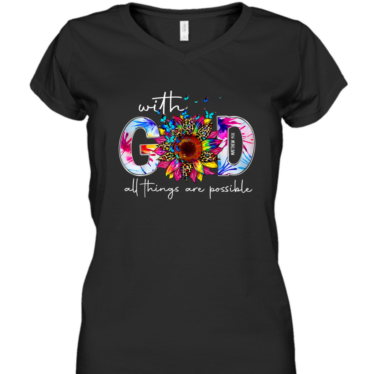 With God All Things Are Possible Bible Verse Religious T-Shirt With God All Things Are Possible Bible Verse Religious T-Shirt