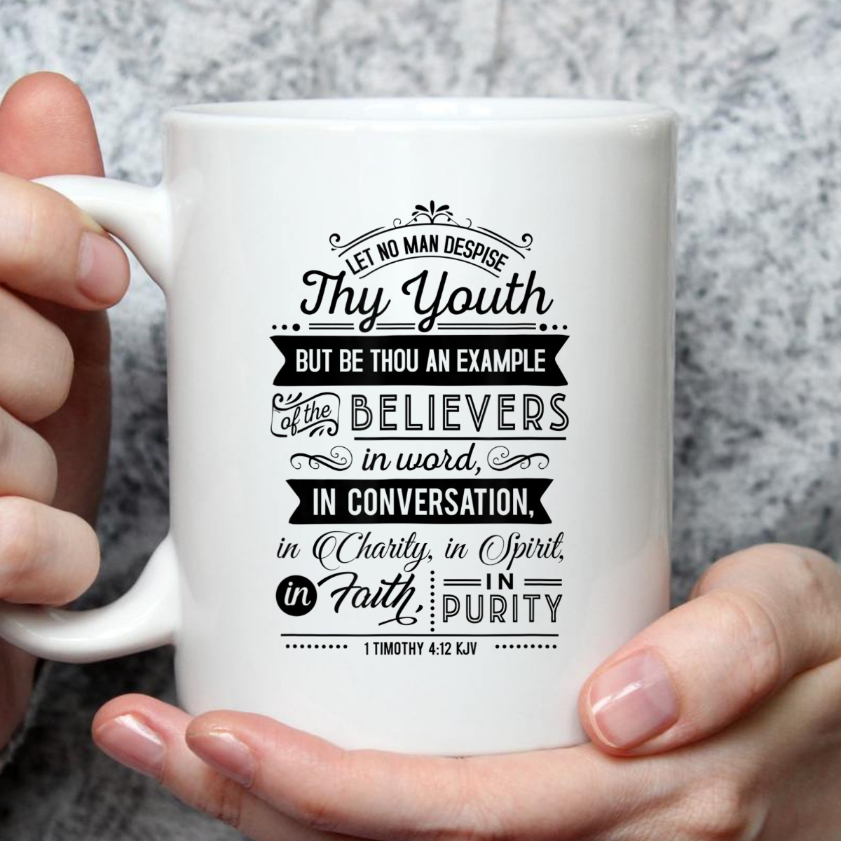 Let No Man Despise Thy Youth 1 Timothy 4:12 KJV Bible Verse Christian T-Shirt Let No Man Despise Thy Youth 1 Timothy 4:12 KJV Bible Verse Christian T-Shirt