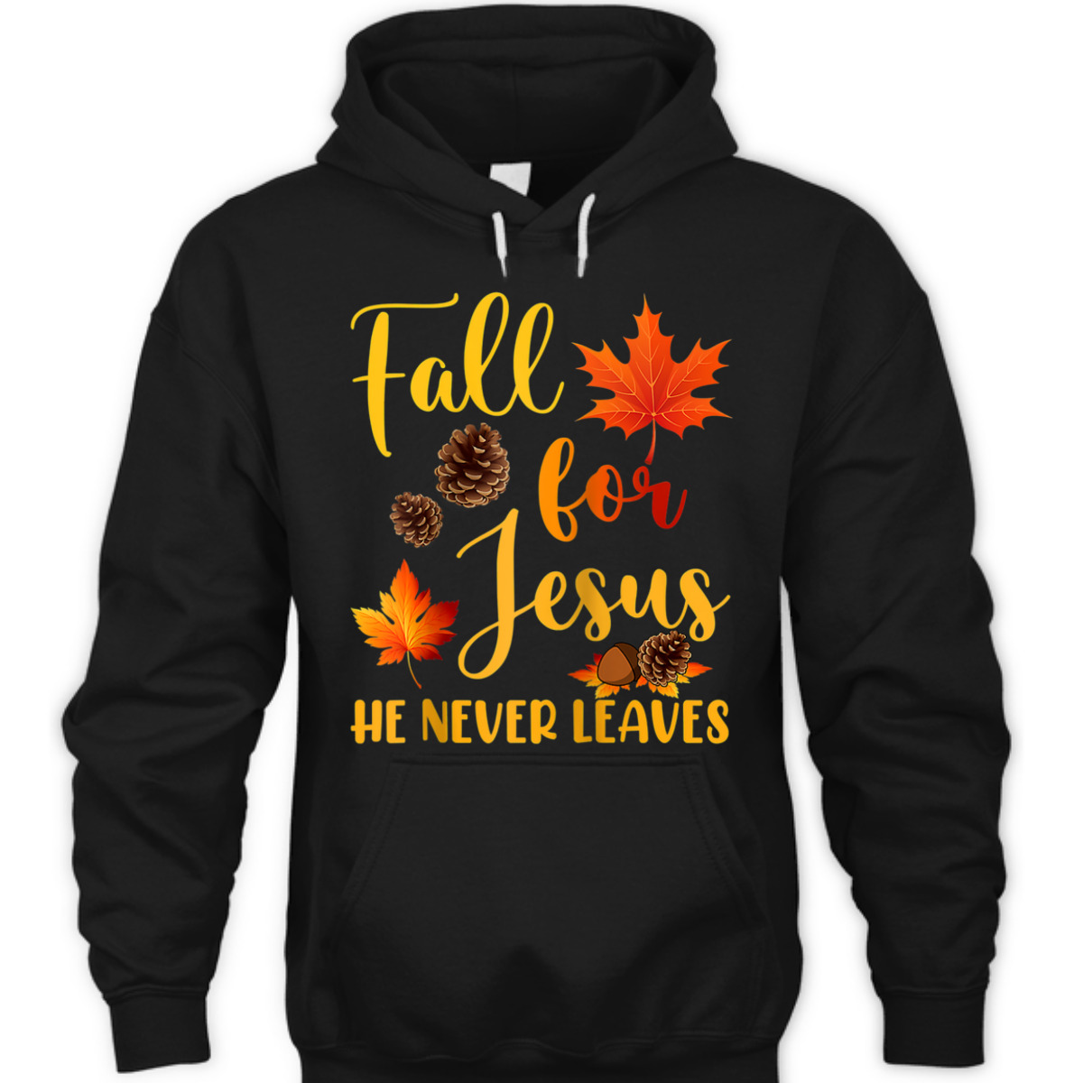 Fall For Jesus He Never Leaves Autumn T-Shirt Christian Prayers Raglan Baseball Thanksgiving Halloween