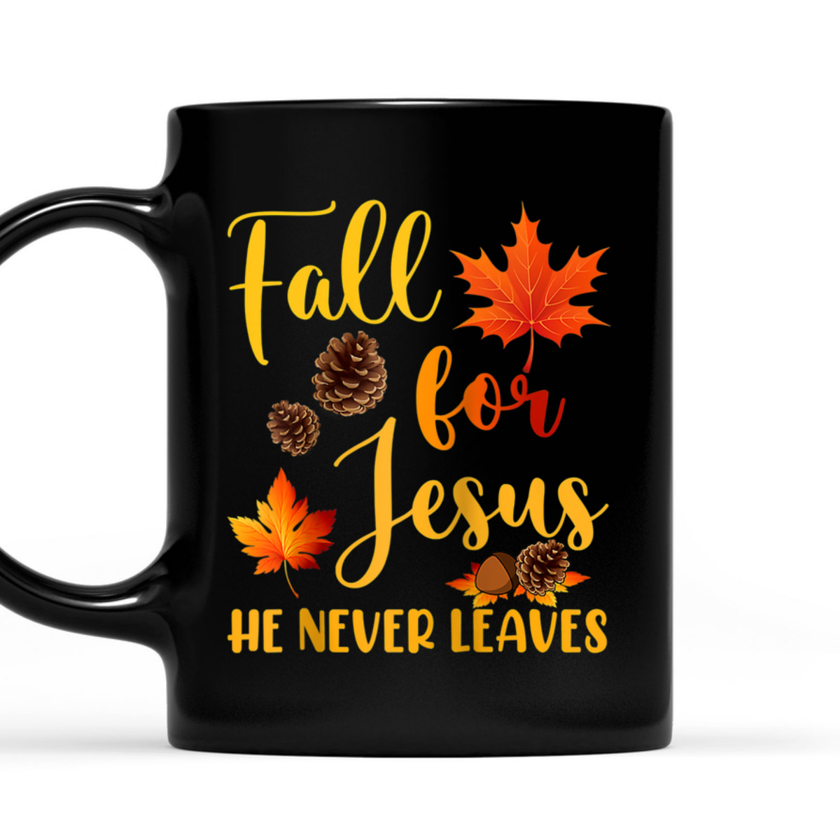 Fall For Jesus He Never Leaves Autumn T-Shirt Christian Prayers Raglan Baseball Thanksgiving Halloween