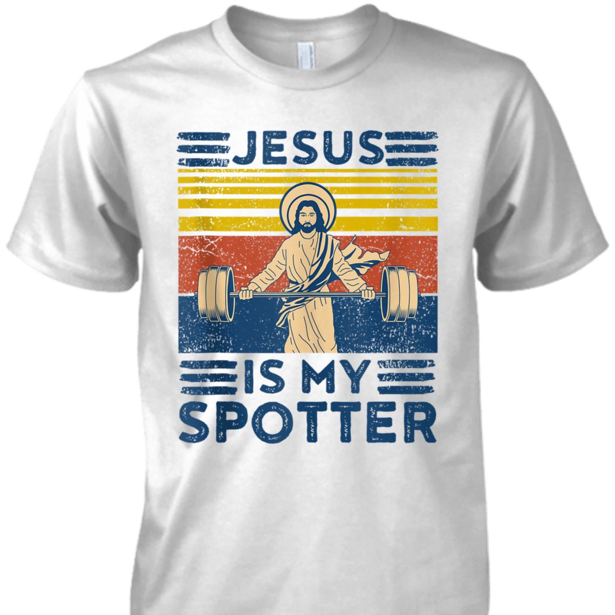 Funny Christian T-Shirt Athlete Workout Gym Jesus Is My Spotter