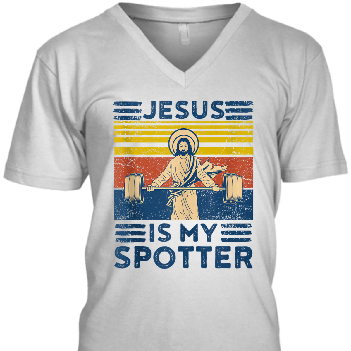 Funny Christian T-Shirt Athlete Workout Gym Jesus Is My Spotter Funny Christian T-Shirt Athlete Workout Gym Jesus Is My Spotter