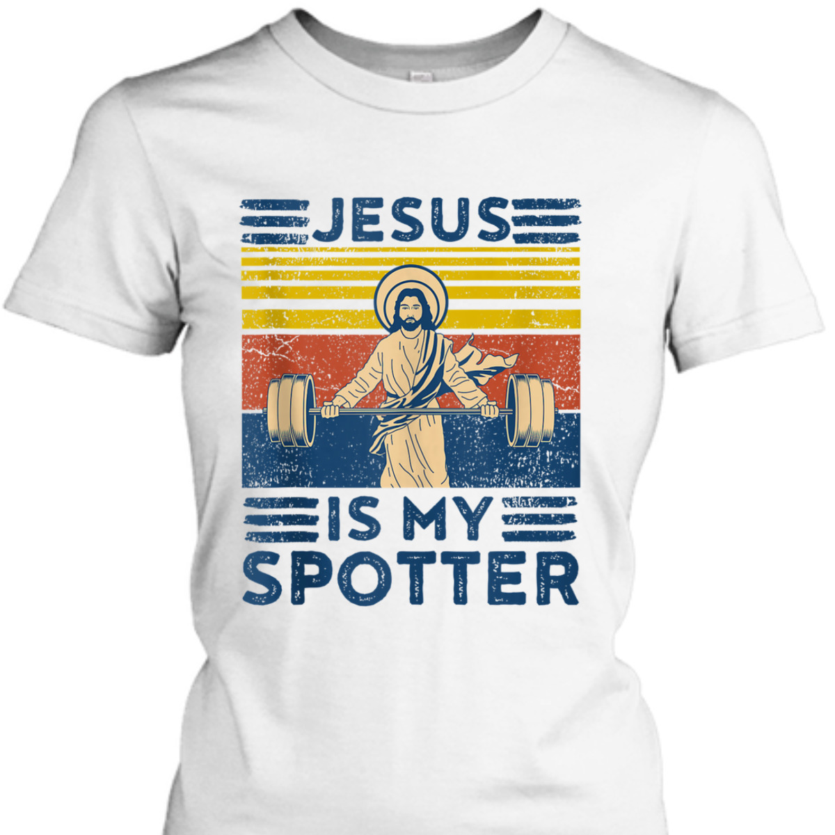 Funny Christian T-Shirt Athlete Workout Gym Jesus Is My Spotter