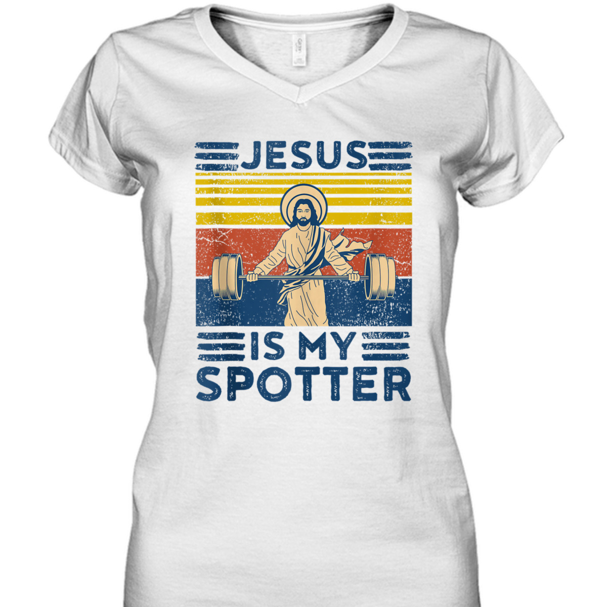 Funny Christian T-Shirt Athlete Workout Gym Jesus Is My Spotter