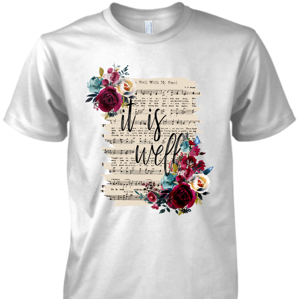 Floral It Is Well With My Soul T-Shirt Christian Religious