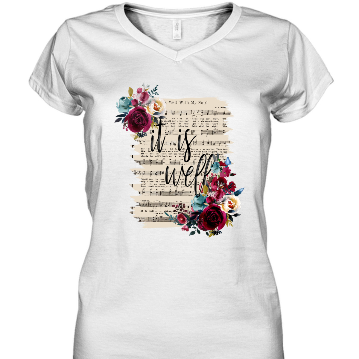 Floral It Is Well With My Soul T-Shirt Christian Religious