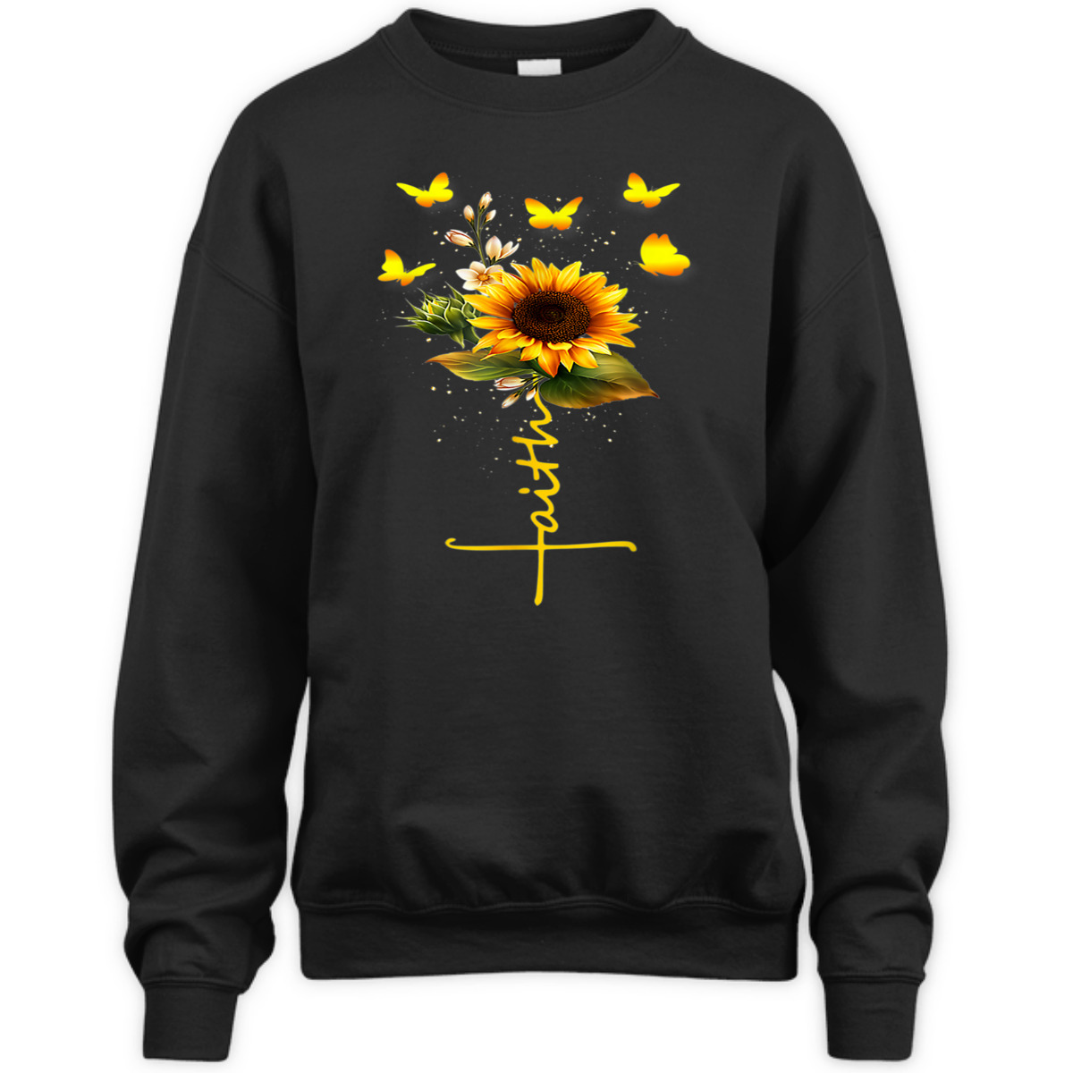 Vintage Faith T-Shirt Christian Cross And Sunflower Butterflies Flowers Vintage Faith T-Shirt Christian Cross And Sunflower Butterflies Flowers