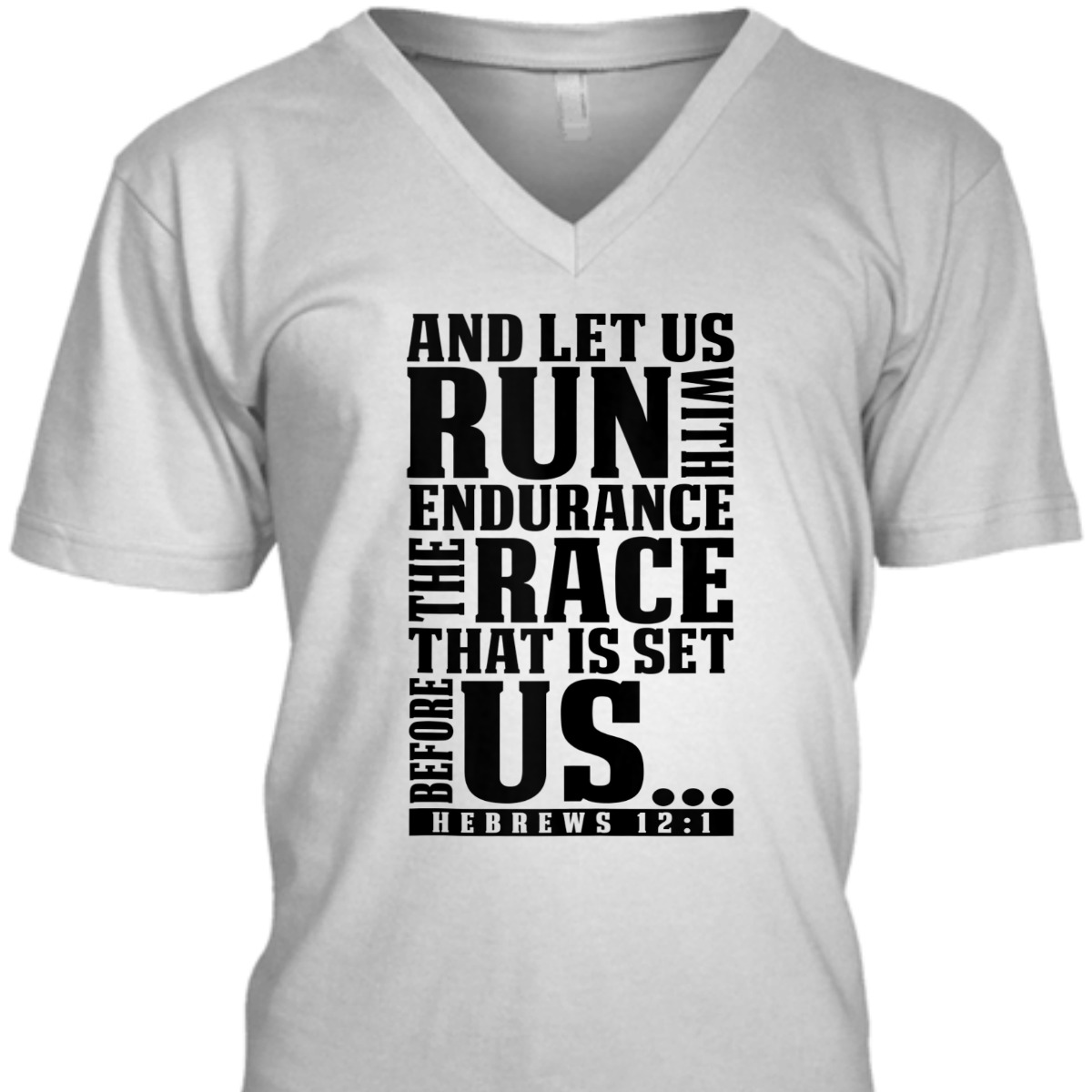 Bible Verse T-Shirt Let Us Run With Endurance Hebrews 12:1 Christian Racers Religious Gift