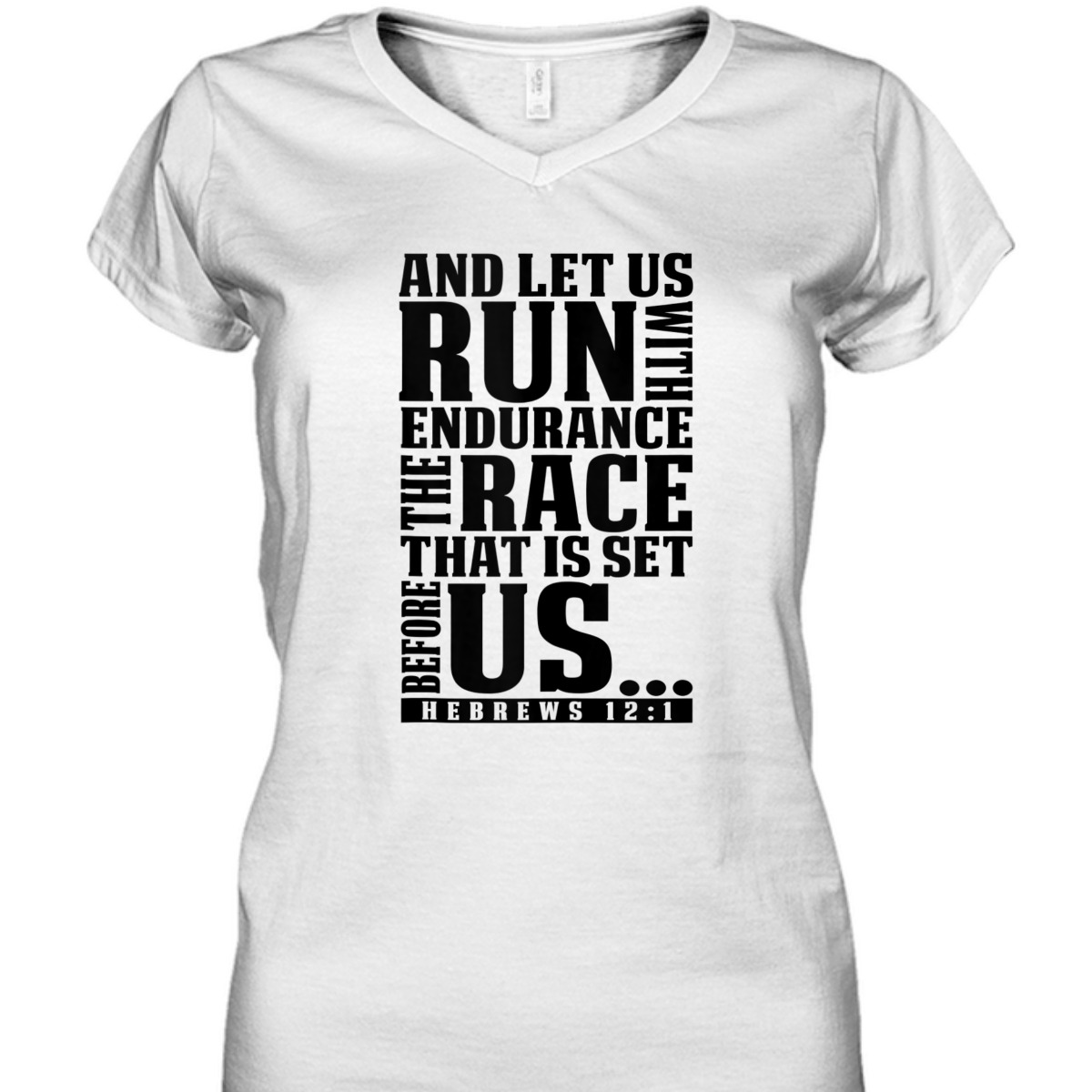 Bible Verse T-Shirt Let Us Run With Endurance Hebrews 12:1 Christian Racers Religious Gift