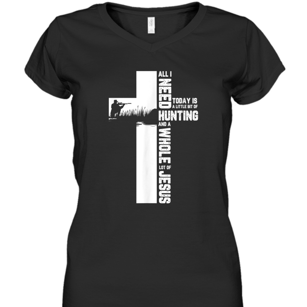 Hunting And A Whole Lot Of Jesus Christian Cross Religious T-Shirt