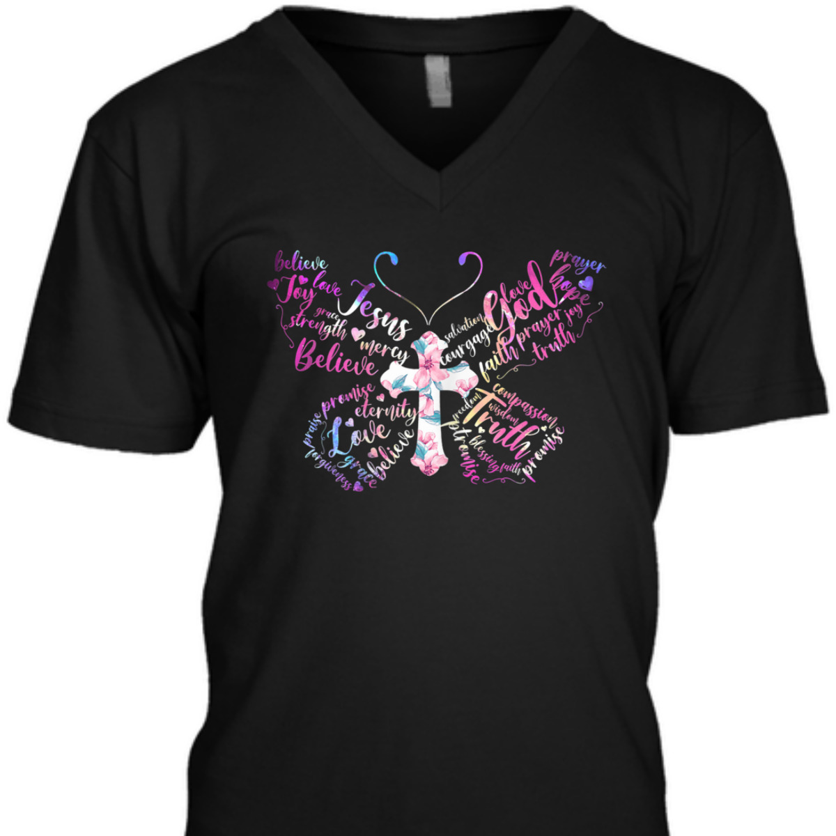 Butterfly Prayer Jesus Christian Cross Floral T-Shirt Butterfly Prayer Jesus Christian Cross Floral T-Shirt