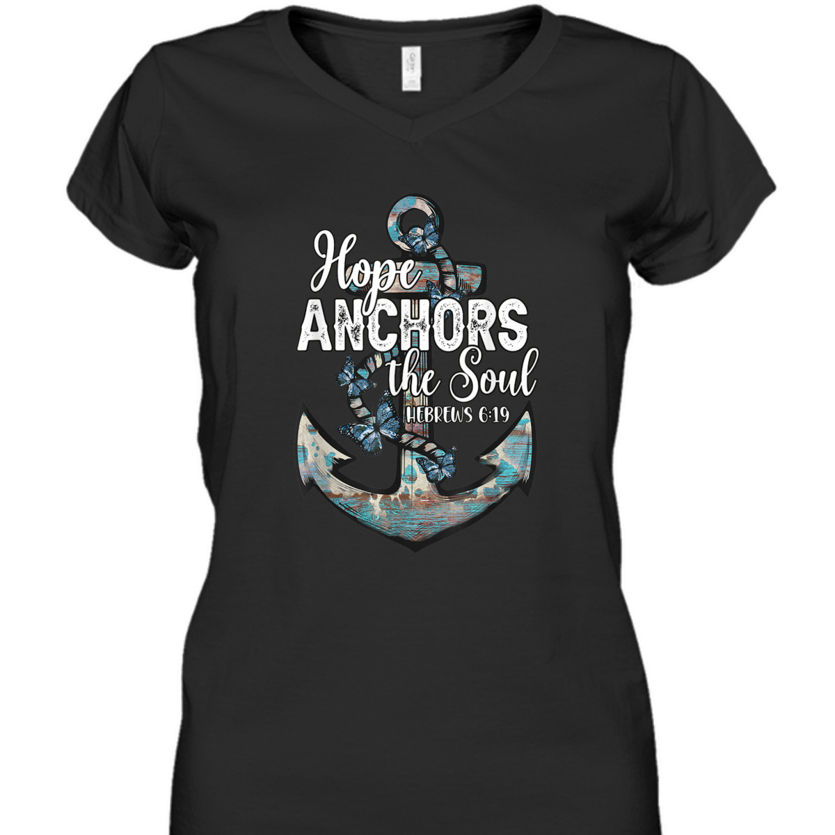 Bible Verse T-Shirt Hope Anchors The Soul Hebrews 619 Christian Cross Religious Gift