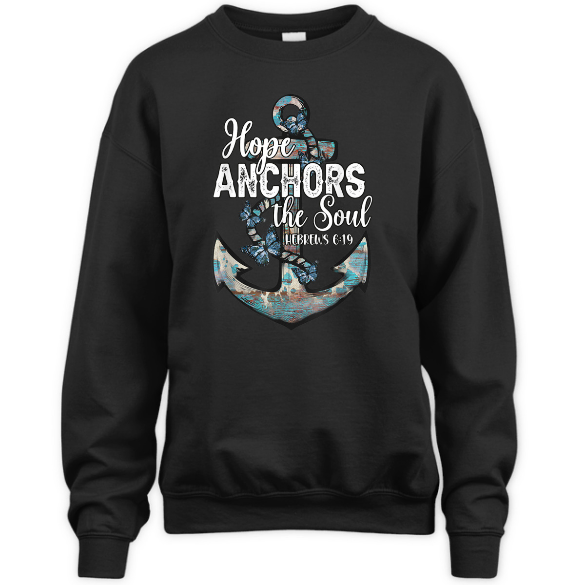 Bible Verse T-Shirt Hope Anchors The Soul Hebrews 619 Christian Cross Religious Gift