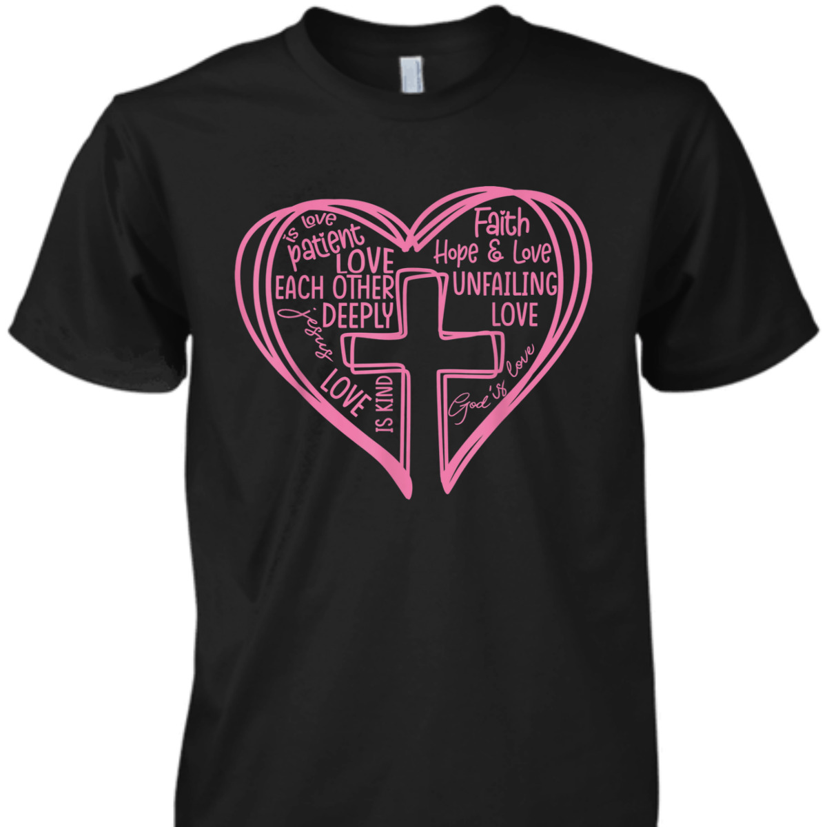 Valentines Day T-Shirt Pink Heart Christian Cross Religious Gift Valentines Day T-Shirt Pink Heart Christian Cross Religious Gift