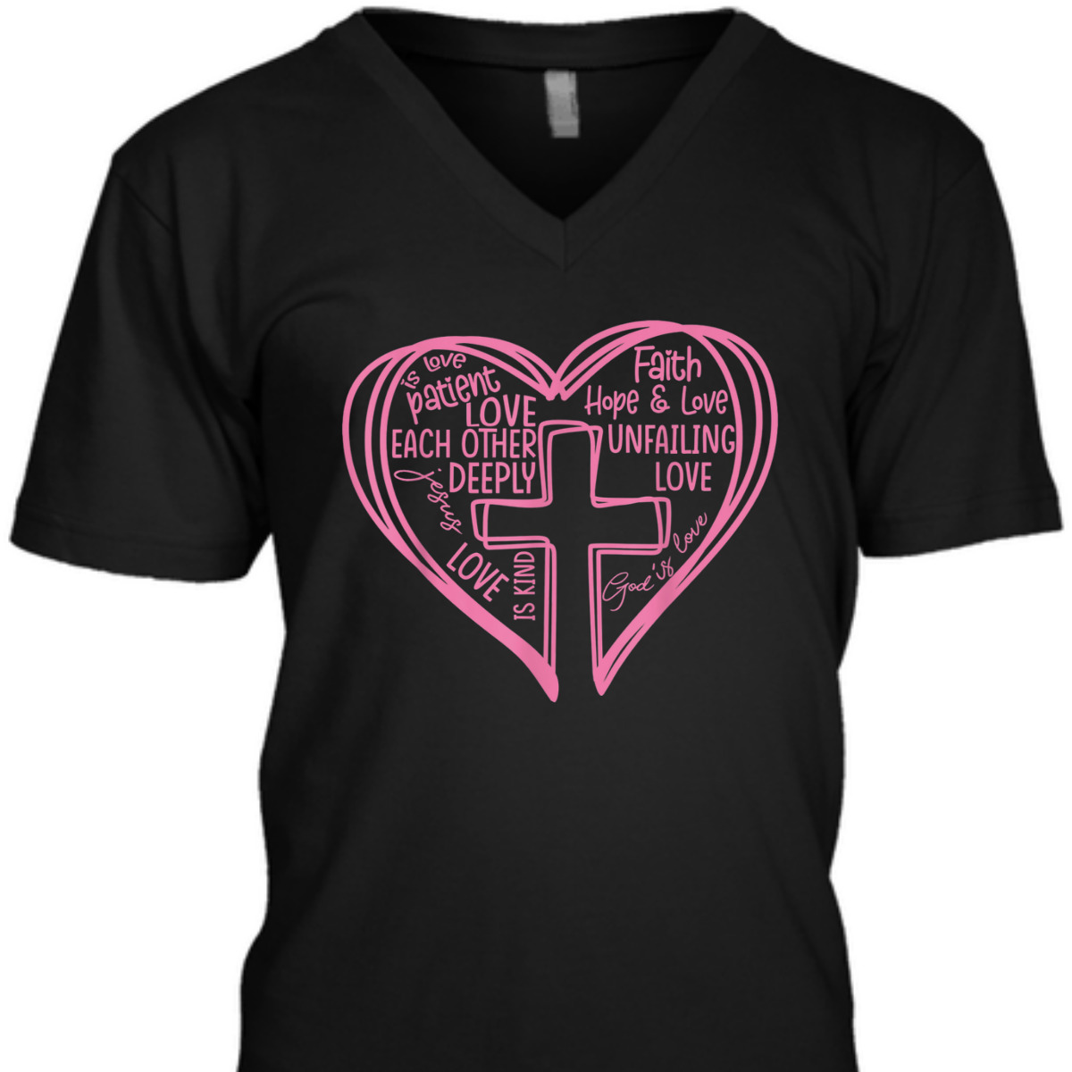 Valentines Day T-Shirt Pink Heart Christian Cross Religious Gift Valentines Day T-Shirt Pink Heart Christian Cross Religious Gift