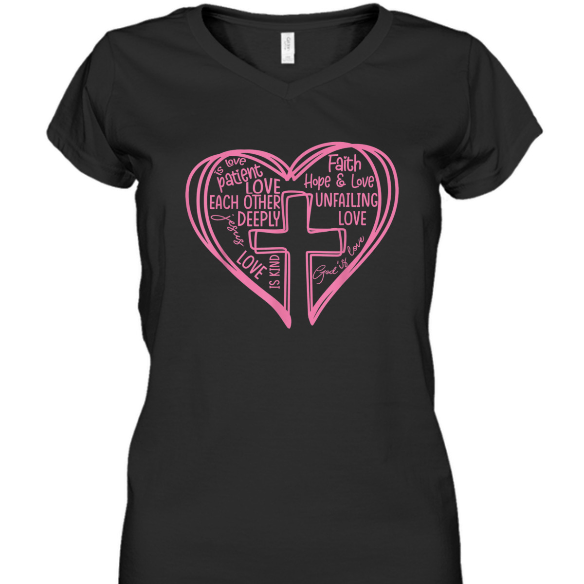 Valentines Day T-Shirt Pink Heart Christian Cross Religious Gift Valentines Day T-Shirt Pink Heart Christian Cross Religious Gift