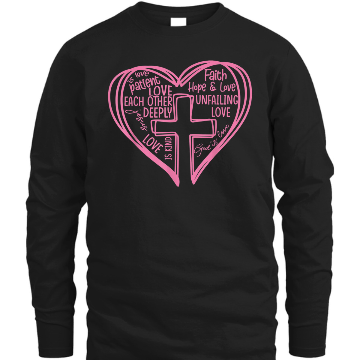 Valentines Day T-Shirt Pink Heart Christian Cross Religious Gift Valentines Day T-Shirt Pink Heart Christian Cross Religious Gift