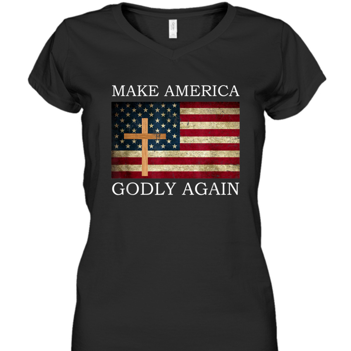 Make America Godly Again US American Flag Christian Cross T-Shirt Make America Godly Again US American Flag Christian Cross T-Shirt