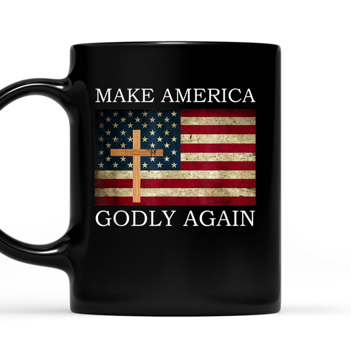 Make America Godly Again US American Flag Christian Cross T-Shirt