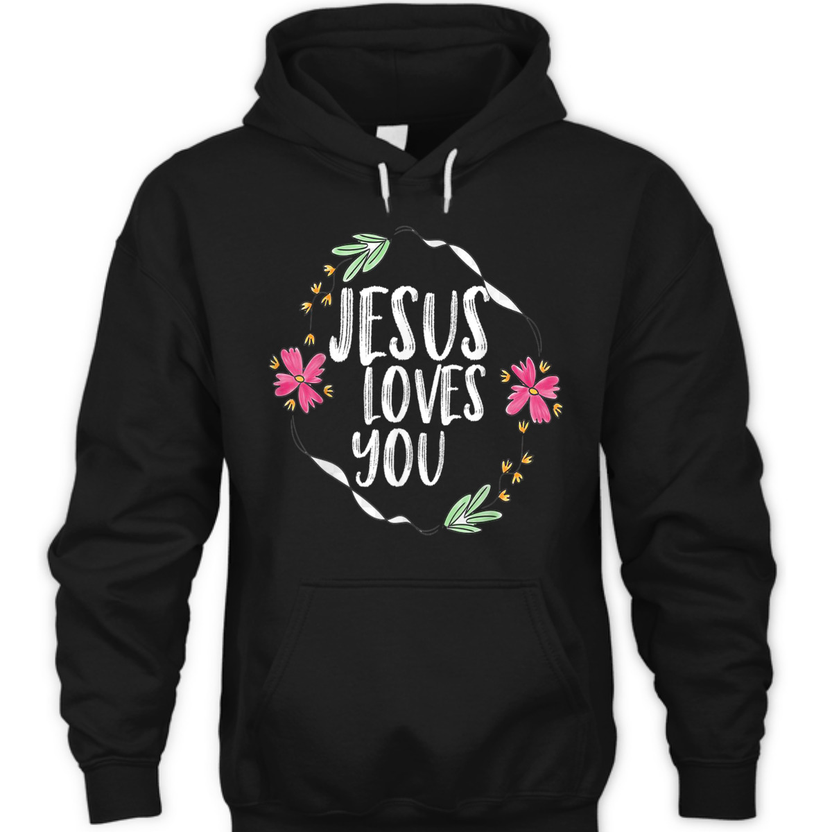 Jesus Loves You T-Shirt With Round Flower Frame