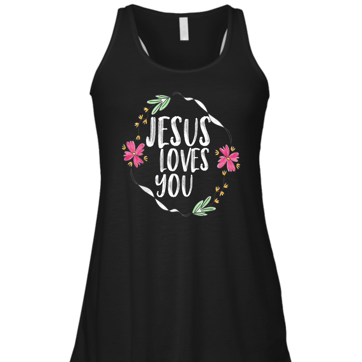 Jesus Loves You T-Shirt With Round Flower Frame