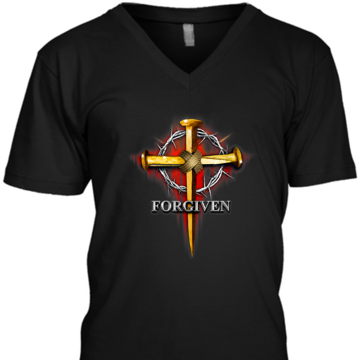 Nails And Crown Of Thorn Jesus Cross Forgiven T-Shirt
