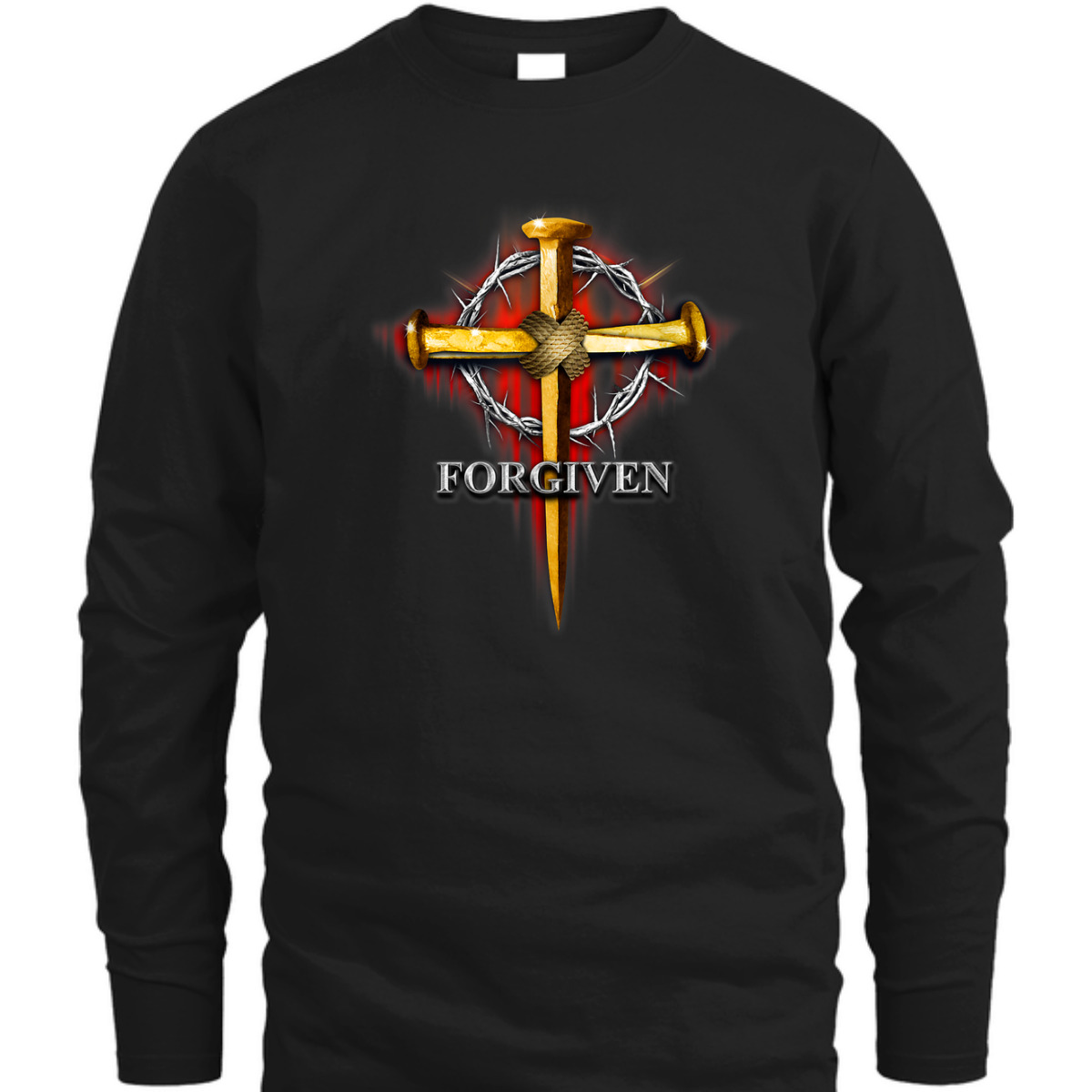 Nails And Crown Of Thorn Jesus Cross Forgiven T-Shirt