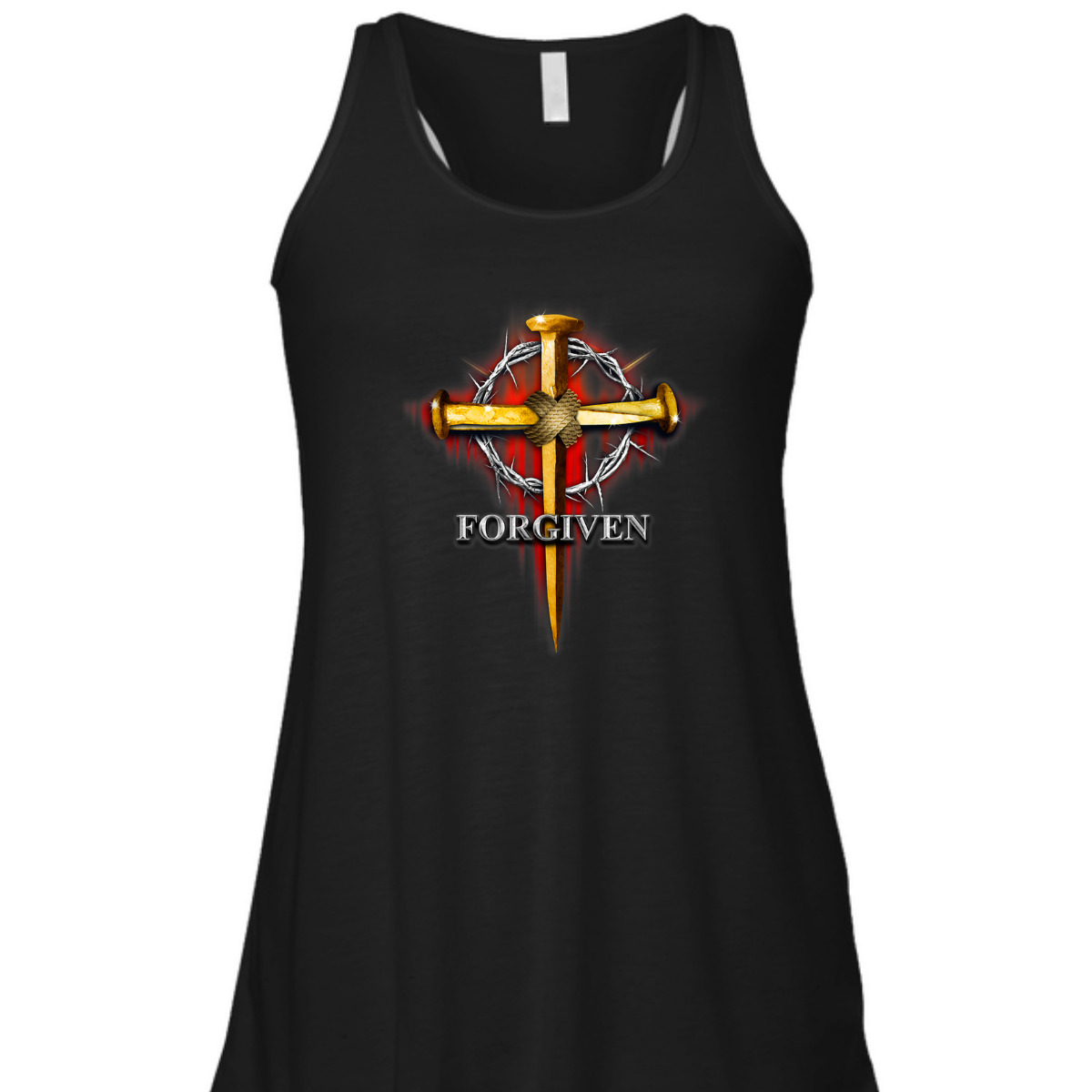 Nails And Crown Of Thorn Jesus Cross Forgiven T-Shirt