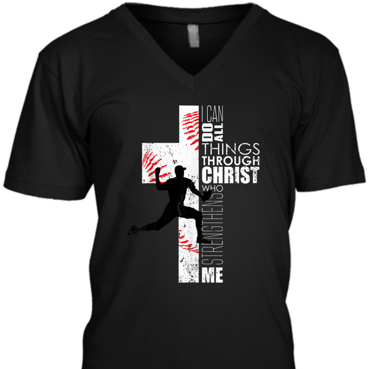 I Can Do All Things Through Christ Philippians 413 Bible Verse T-Shirt Christian Baseball Pitcher
