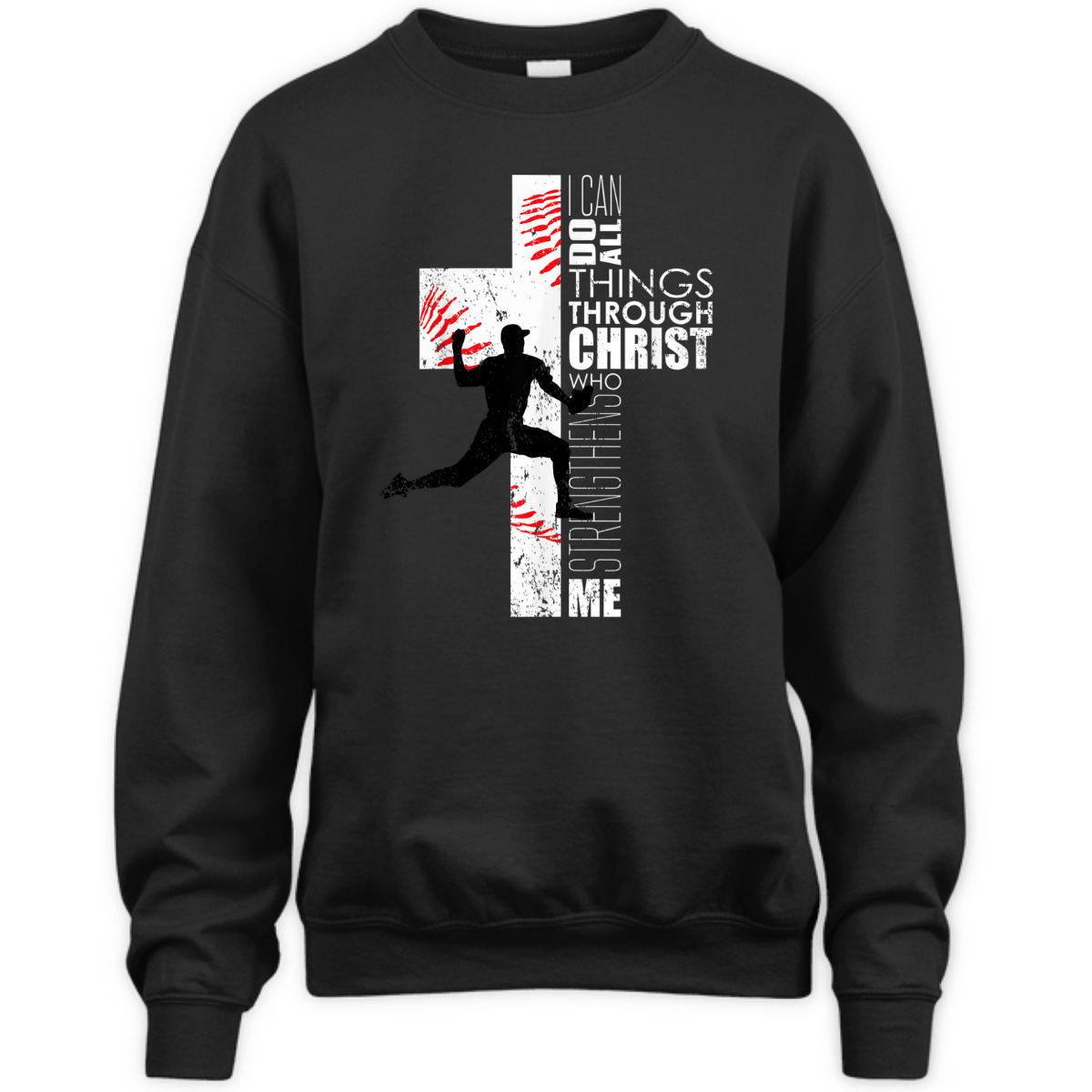 I Can Do All Things Through Christ Philippians 413 Bible Verse T-Shirt Christian Baseball Pitcher