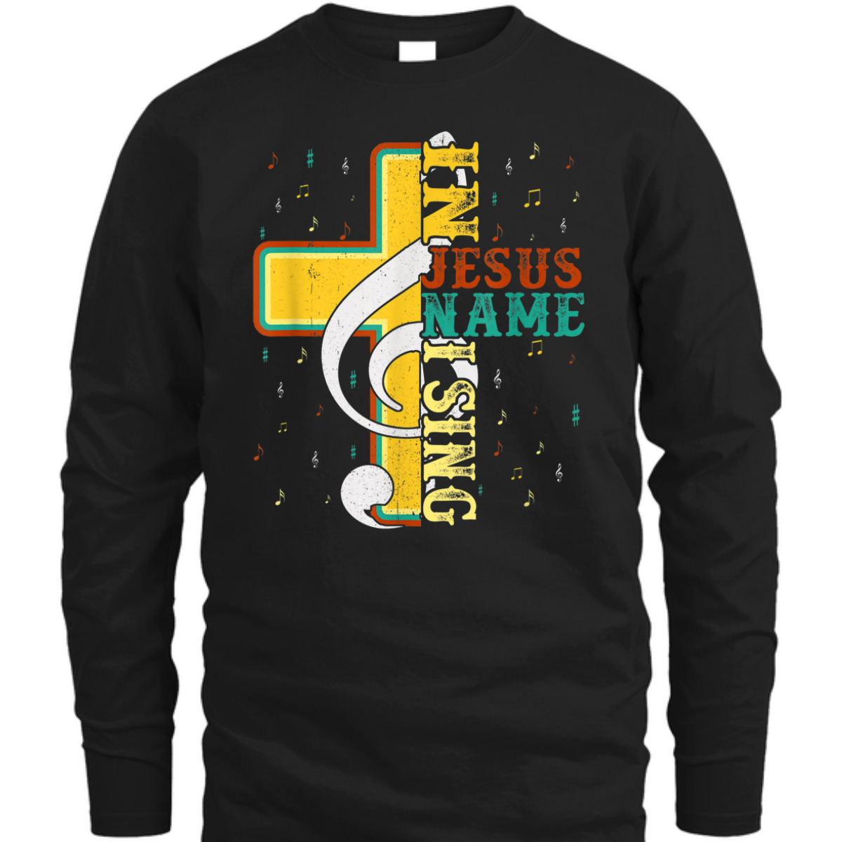In Jesus Name I Sing T-Shirt Music Note Cross Vintage Gift In Jesus Name I Sing T-Shirt Music Note Cross Vintage Gift
