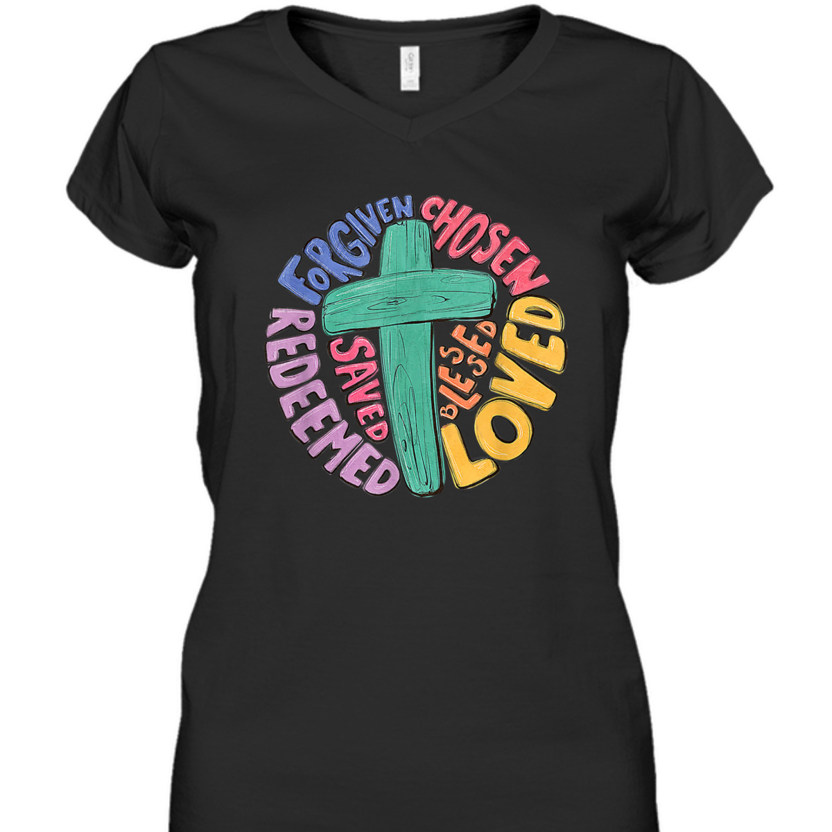 Jesus Cross Forgiven Chosen Loved Redeemed Christian T-Shirt