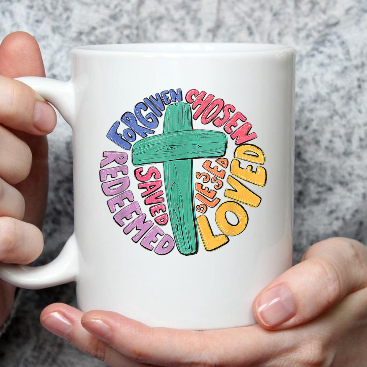 Jesus Cross Forgiven Chosen Loved Redeemed Christian T-Shirt