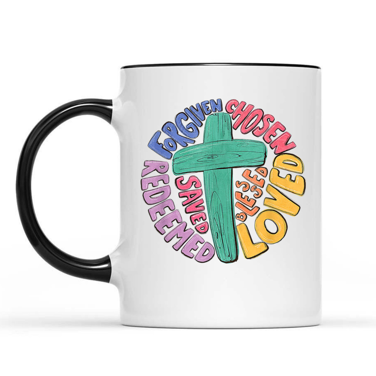 Jesus Cross Forgiven Chosen Loved Redeemed Christian T-Shirt