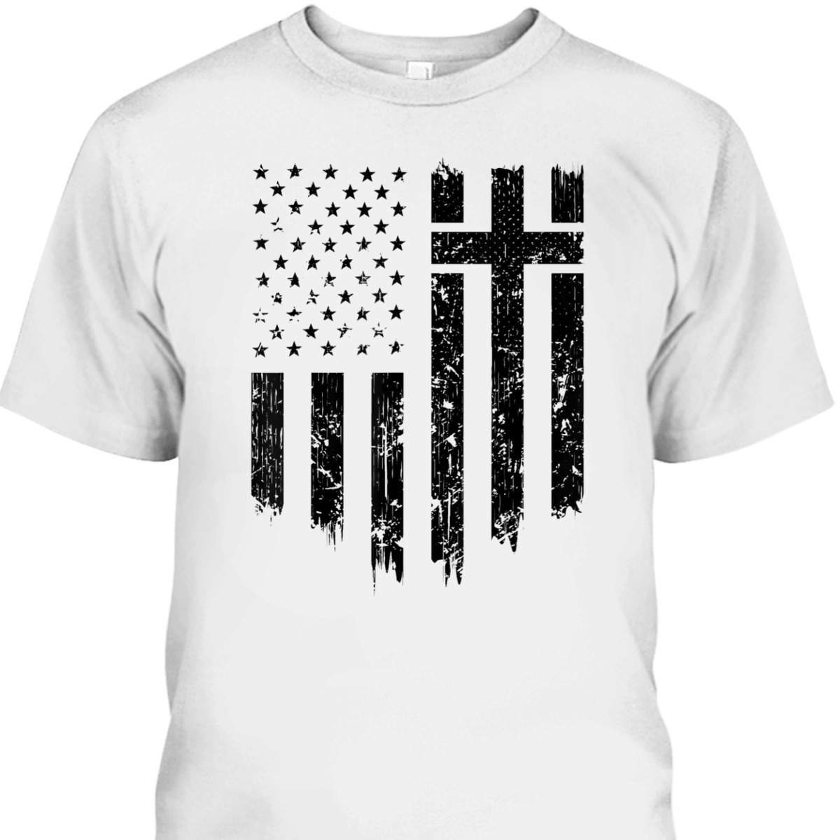 Vintage Distressed USA Flag 4th Of July Independence Day T-Shirt With Christian Cross Vintage Distressed USA Flag 4th Of July Independence Day T-Shirt With Christian Cross